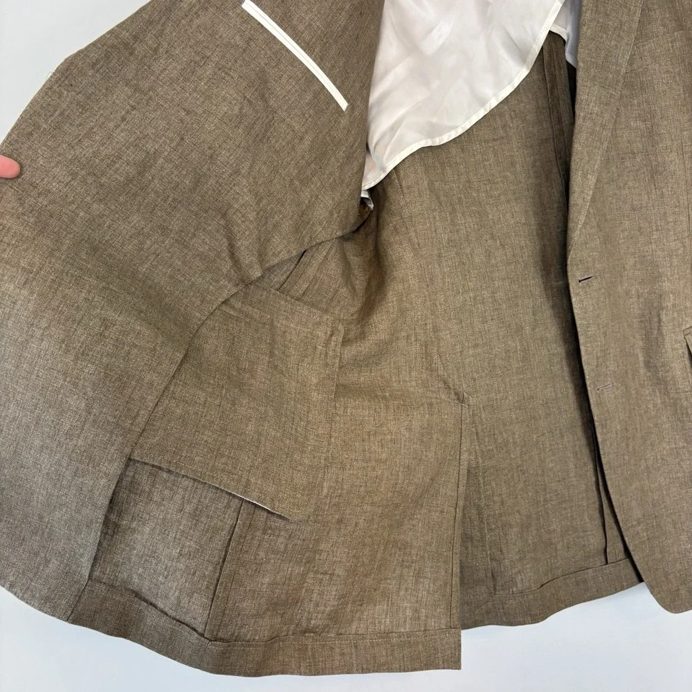 Todd Snyder Linen Sutton Jacket Sz 46L Sport Coat Blazer Unstructured Safari Tan